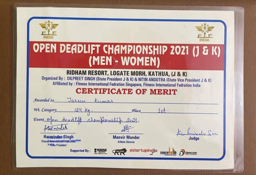 OPEN DEADLIFT CHAMPIONSHIP J&K