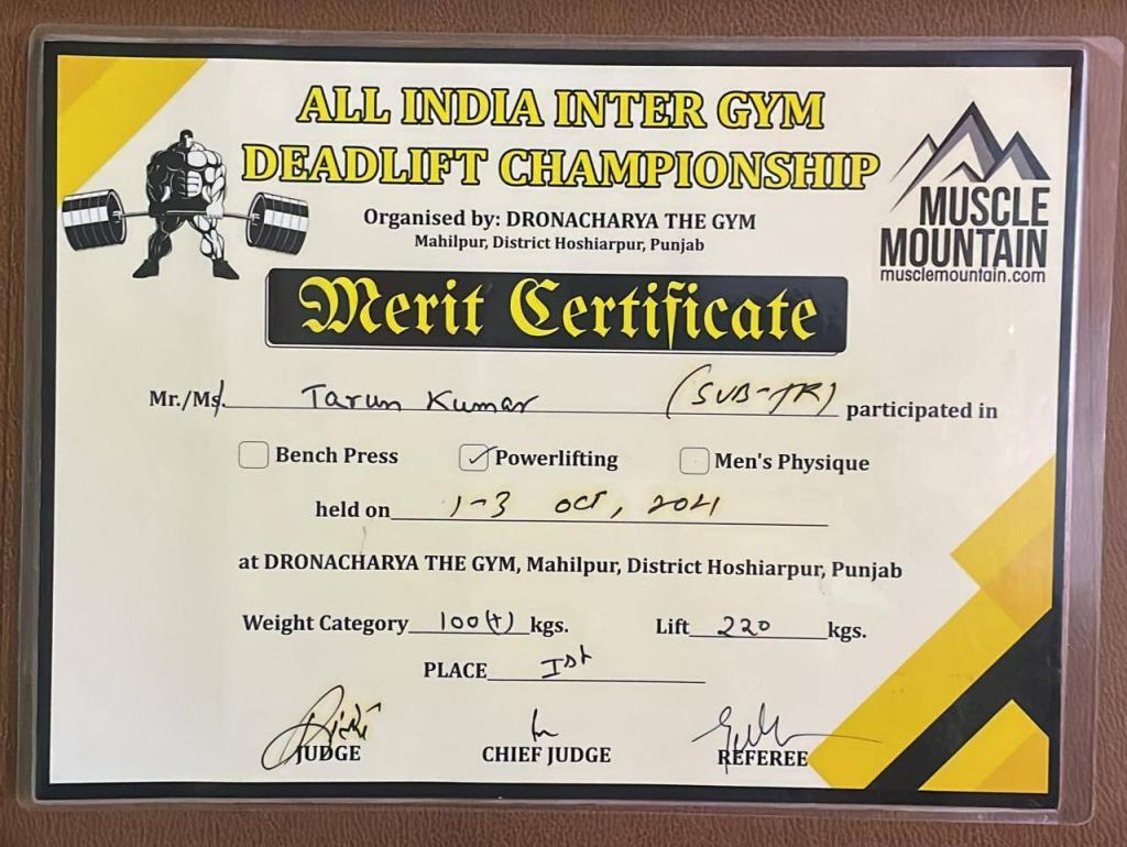 ALL INDIA INTER GYM DEADLIFT CHAMPIONSHIP