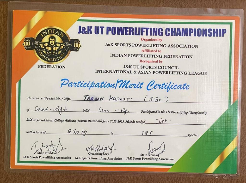 J&K UT Powerlifting Championship